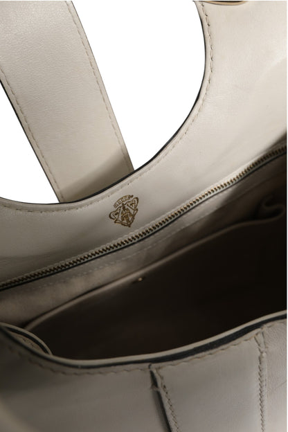 Gucci Weiße Leder-Tasche mit Steigbügel-Henkel