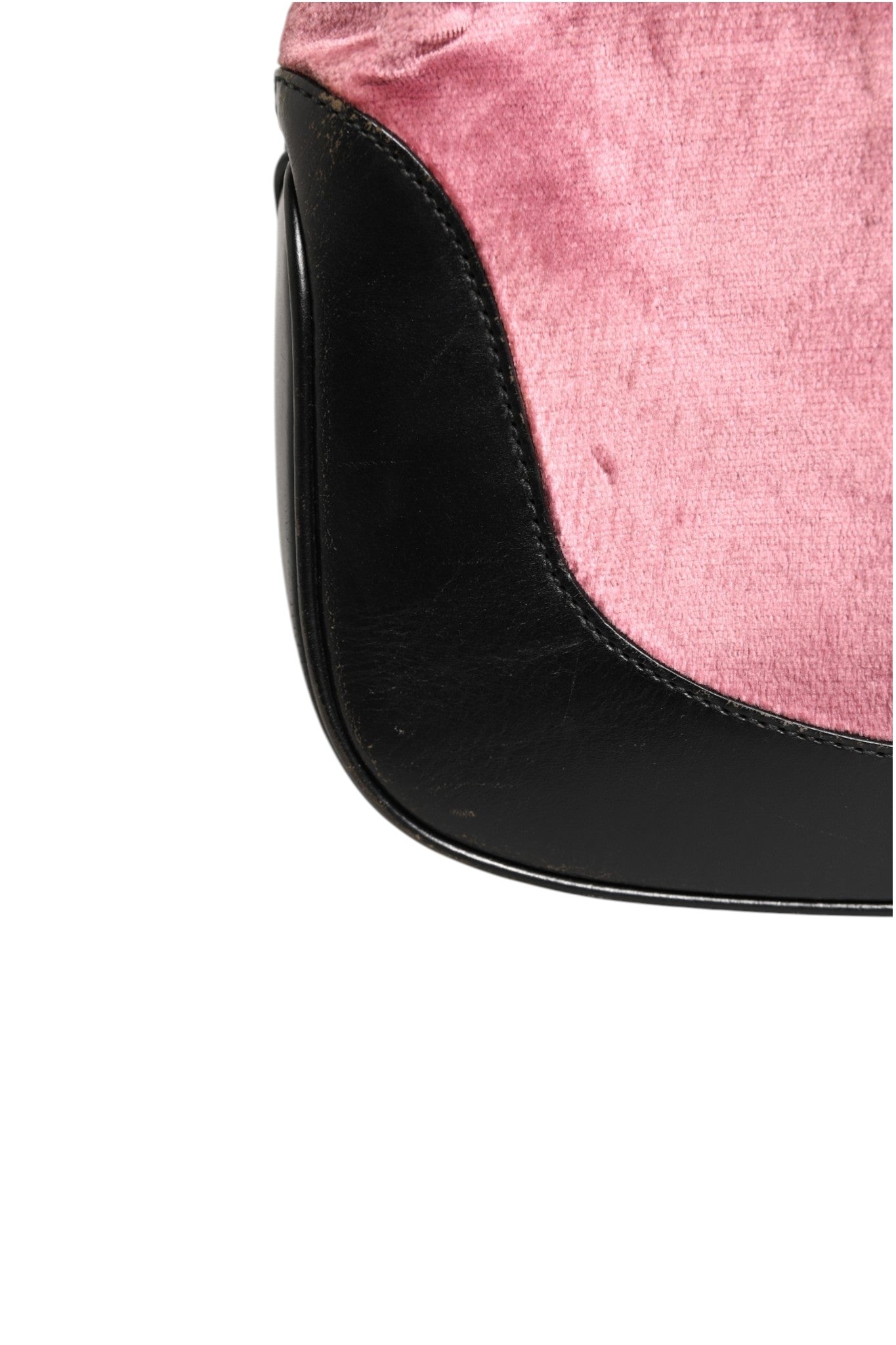 Gucci Jackie Schultertasche aus pinkem Samt und schwarzem Leder