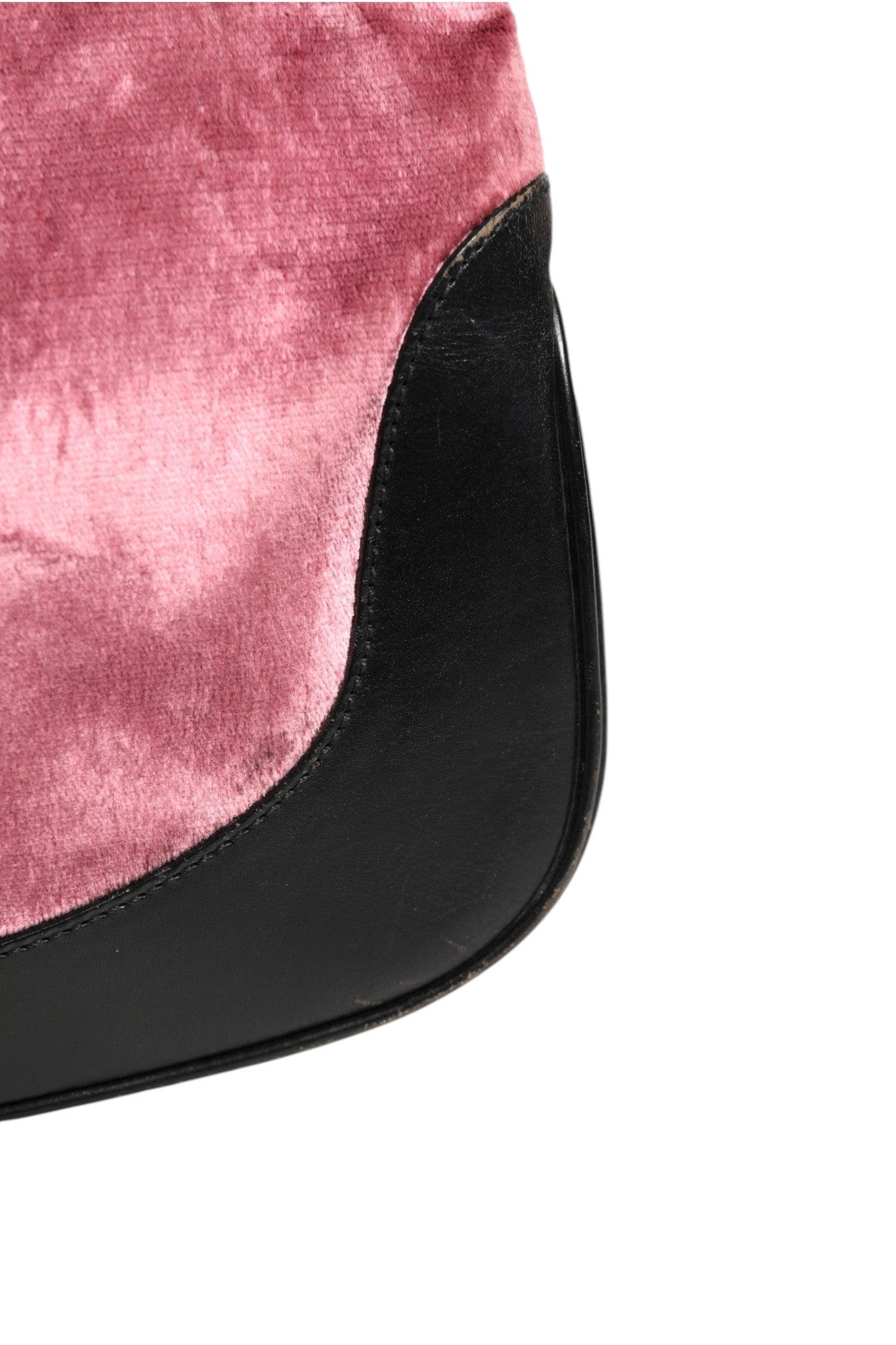 Gucci Jackie Schultertasche aus pinkem Samt und schwarzem Leder