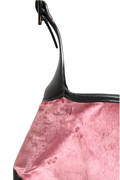 Gucci Jackie Schultertasche aus pinkem Samt und schwarzem Leder