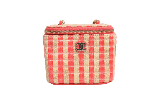 Chanel Mini-Koffer aus Bast mit Streifen