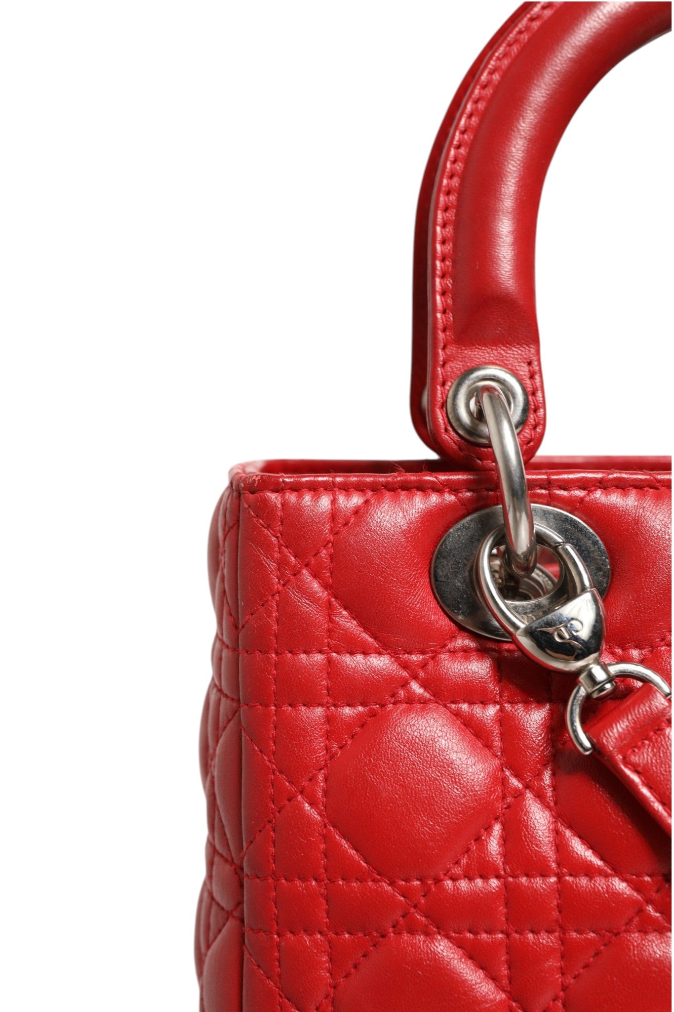 Christian Dior Lady Dior Tasche aus rotem Lammleder mit Cannage-Steppung