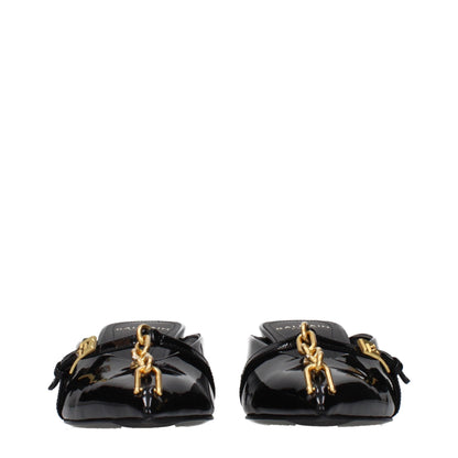 Balmain Schwarze Leder Plateau-Sandalen