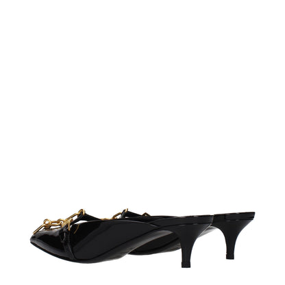 Balmain Schwarze Leder Plateau-Sandalen