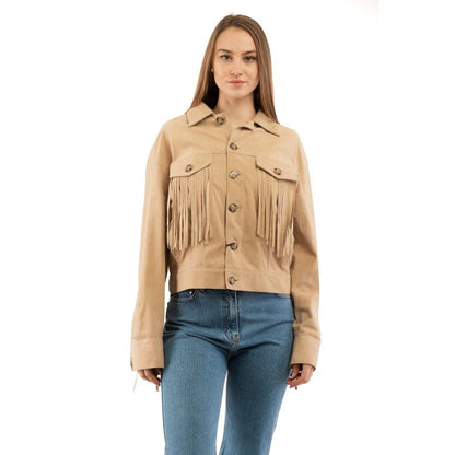 Moschino Beige Baumwoll-Lederjacke