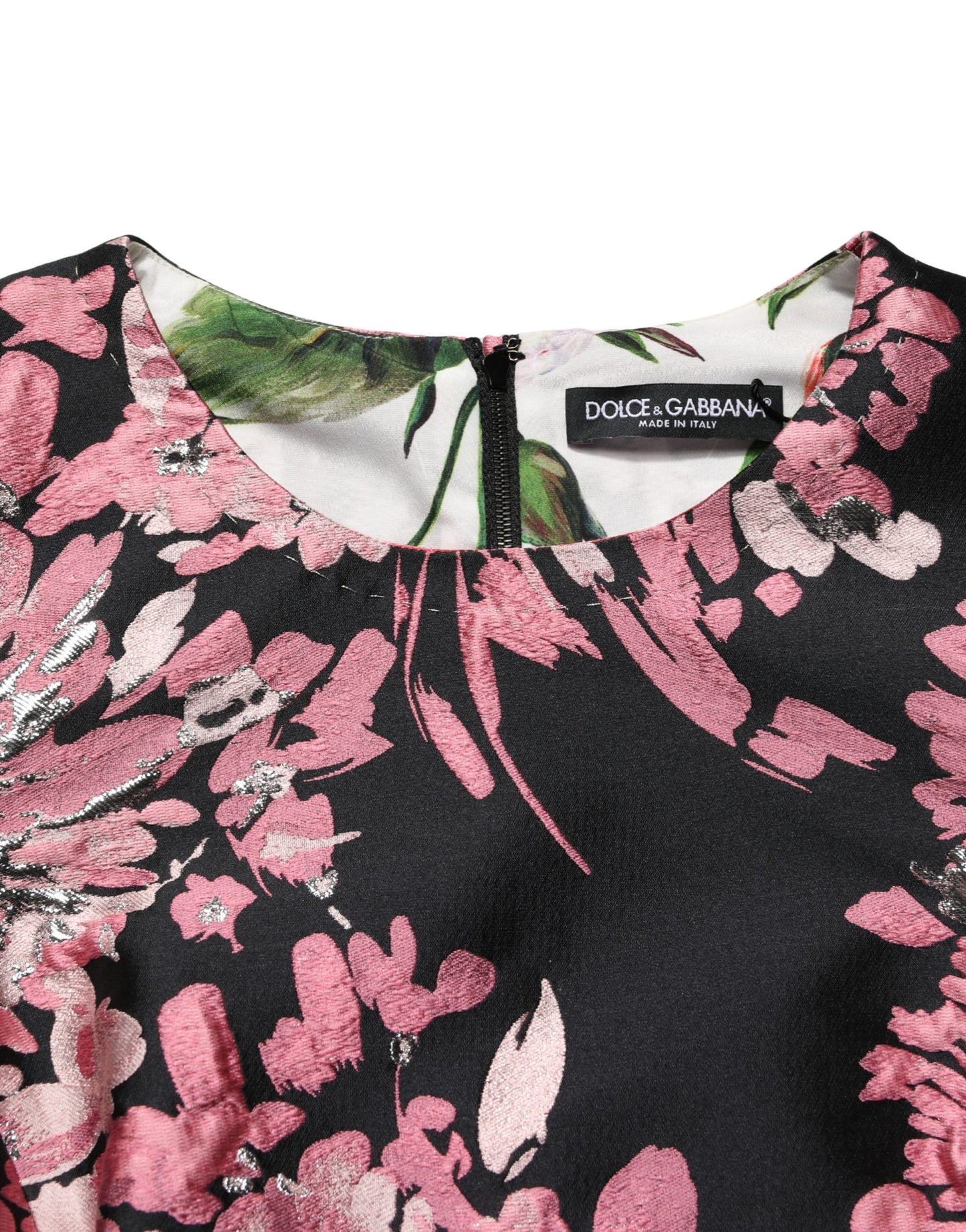 Dolce & Gabbana Mehrfarbiges Blumen-Brocaded-Minikleid in A-Linie