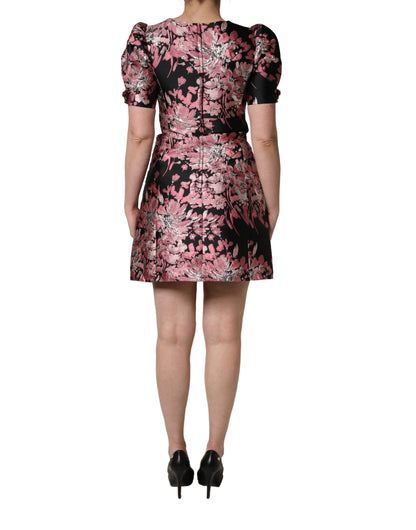 Dolce & Gabbana Mehrfarbiges Blumen-Brocaded-Minikleid in A-Linie