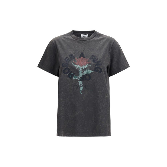 Ganni Graues Baumwoll-T-Shirt