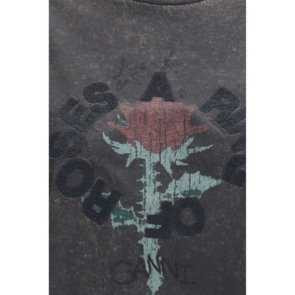 Ganni Graues Baumwoll-T-Shirt