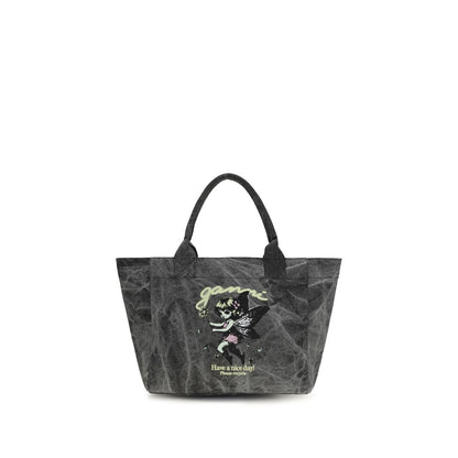 Ganni Graue Schultertasche aus recycelter Baumwolle