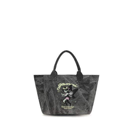 Ganni Graue Schultertasche aus recycelter Baumwolle