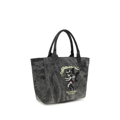 Ganni Graue Schultertasche aus recycelter Baumwolle