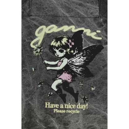 Ganni Graue Schultertasche aus recycelter Baumwolle