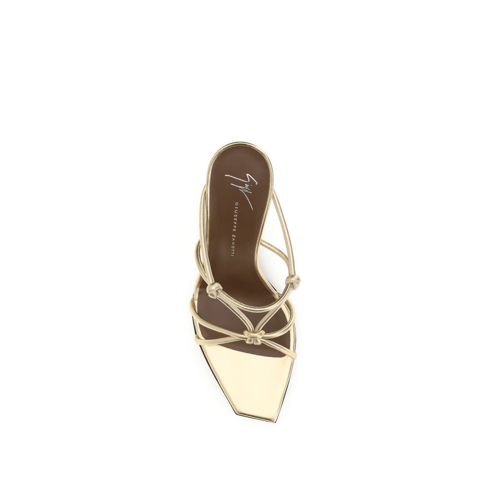 Giuseppe Zanotti Sandale mit Stiletto-Absatz aus Kalbsleder Bos Taurus in Gold