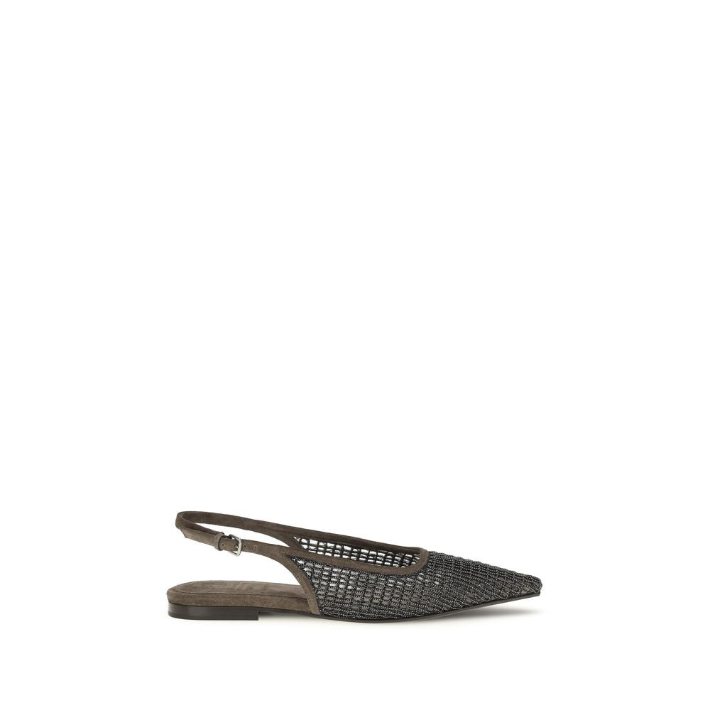 Brunello Cucinelli Braune Kalbsleder-Ballerinas Bos Taurus