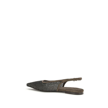 Brunello Cucinelli Braune Kalbsleder-Ballerinas Bos Taurus