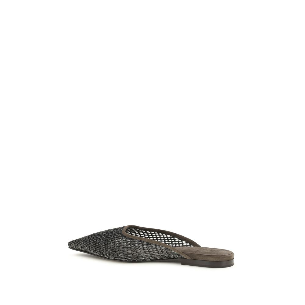Brunello Cucinelli Braune Kalbsleder-Ballerinas Bos Taurus