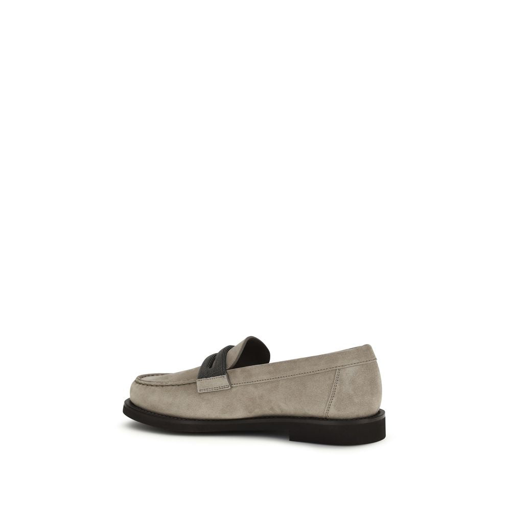 Brunello Cucinelli Graue Kalbsleder Bos Taurus Slipper-Loafer