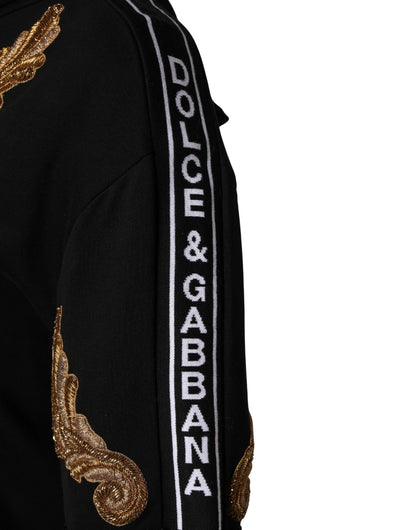 Dolce & Gabbana Schwarzer Kapuzenpullover mit Stickerei und Quasten