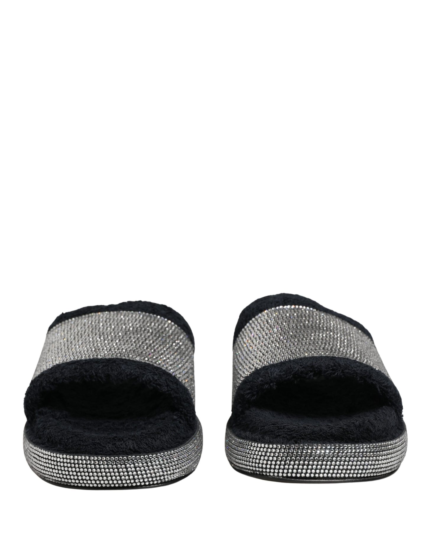 Dolce & Gabbana Schwarze Plateau-Slipper mit Kristallbesatz