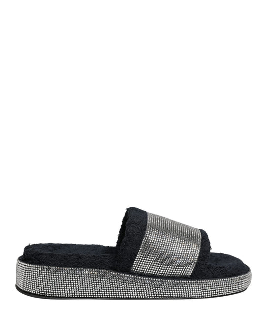 Dolce & Gabbana Schwarze Plateau-Slides mit Kristallbesatz