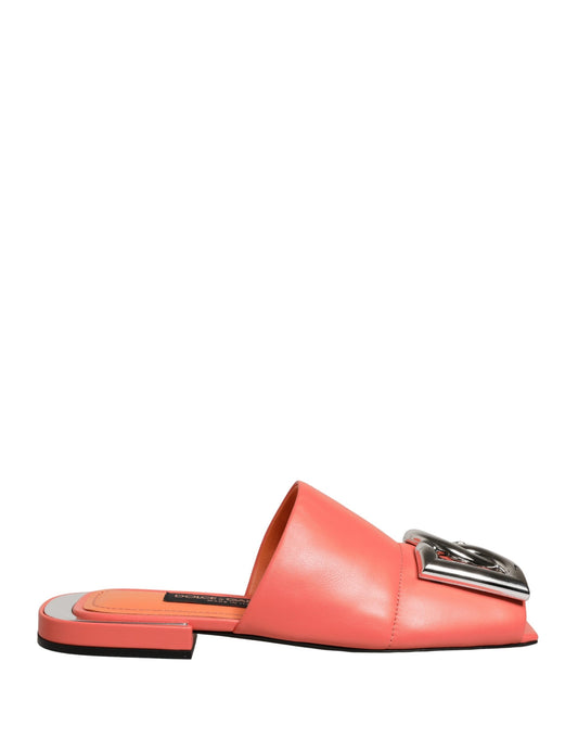 Dolce & Gabbana Orange Lammleder-Pantoletten mit DG-Logo