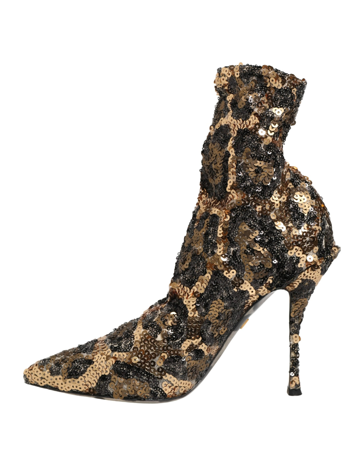 Dolce & Gabbana Stivaletti a calza dorati con paillettes leopardate