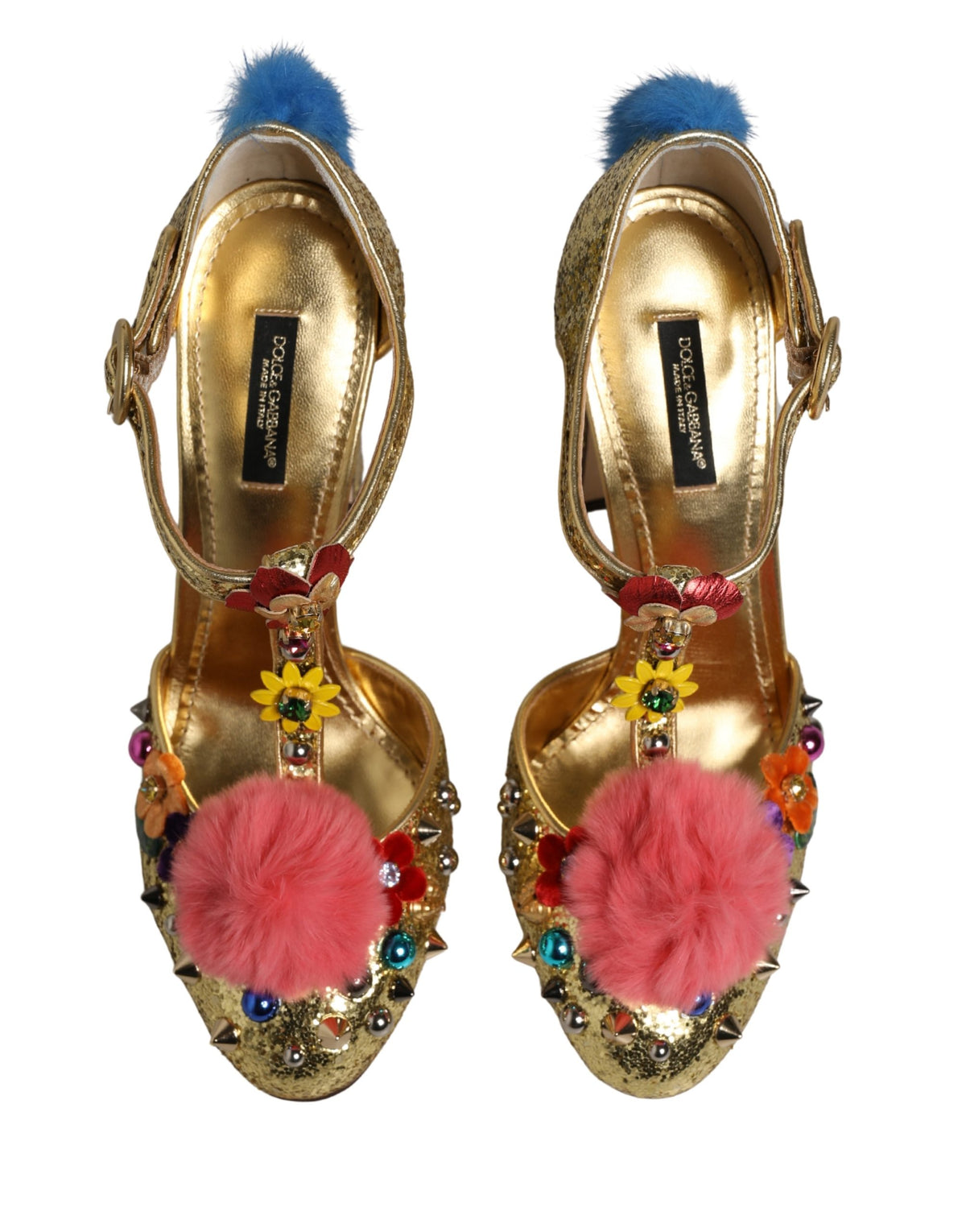 Dolce & Gabbana Vally Goldene High-Heel-Sandalen mit Kristallen