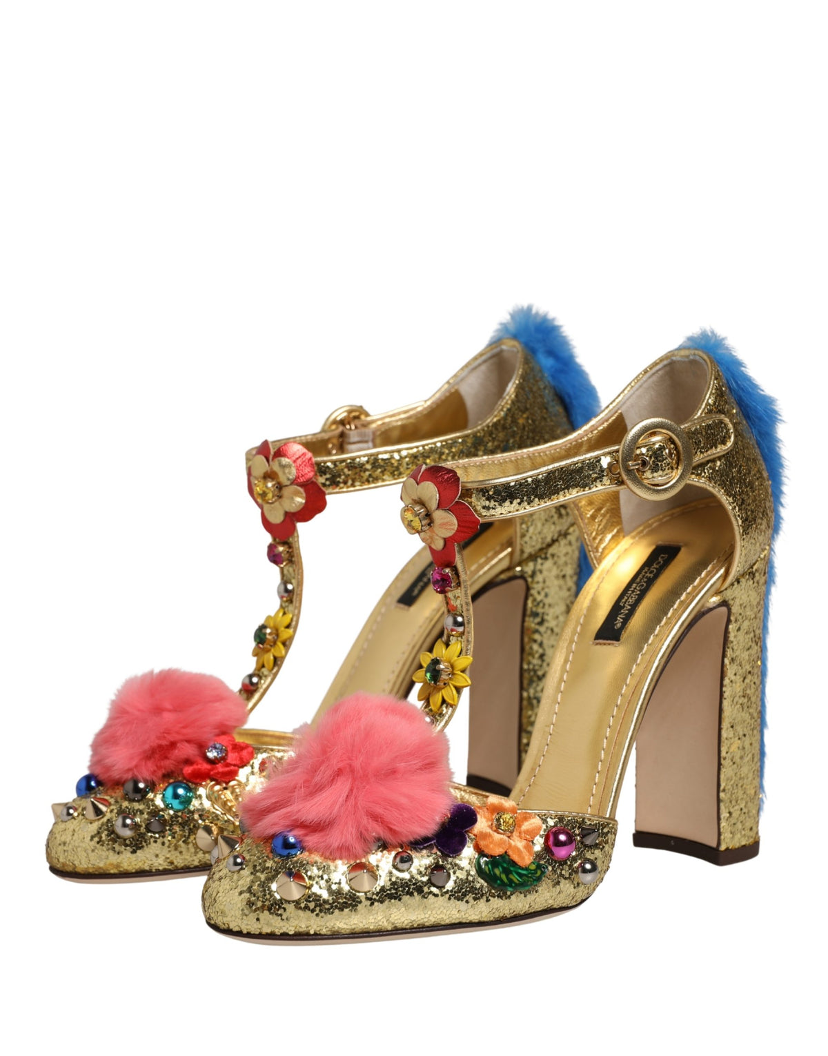 Dolce & Gabbana Vally Goldene High-Heel-Sandalen mit Kristallen
