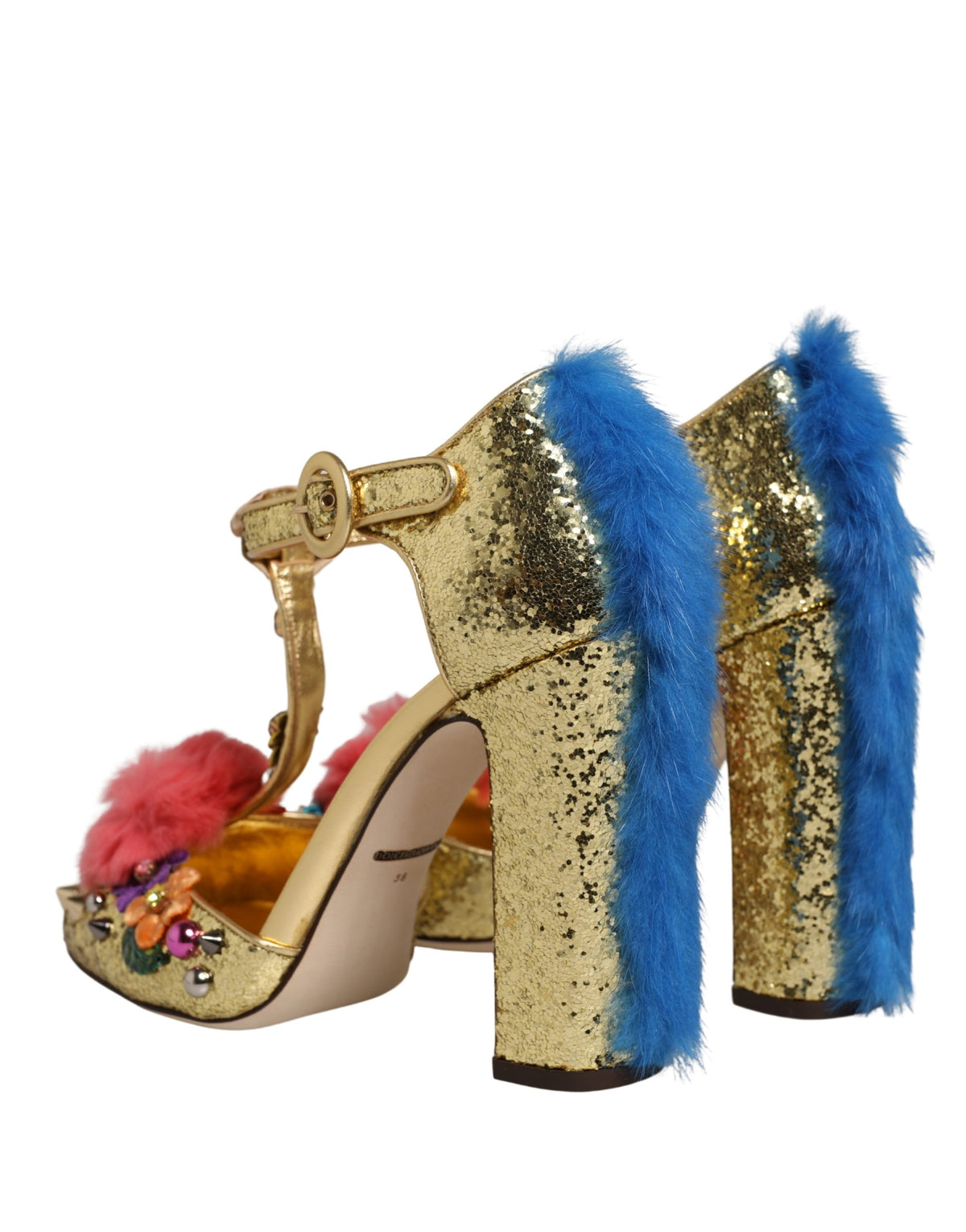 Dolce & Gabbana Vally Goldene High-Heel-Sandalen mit Kristallen