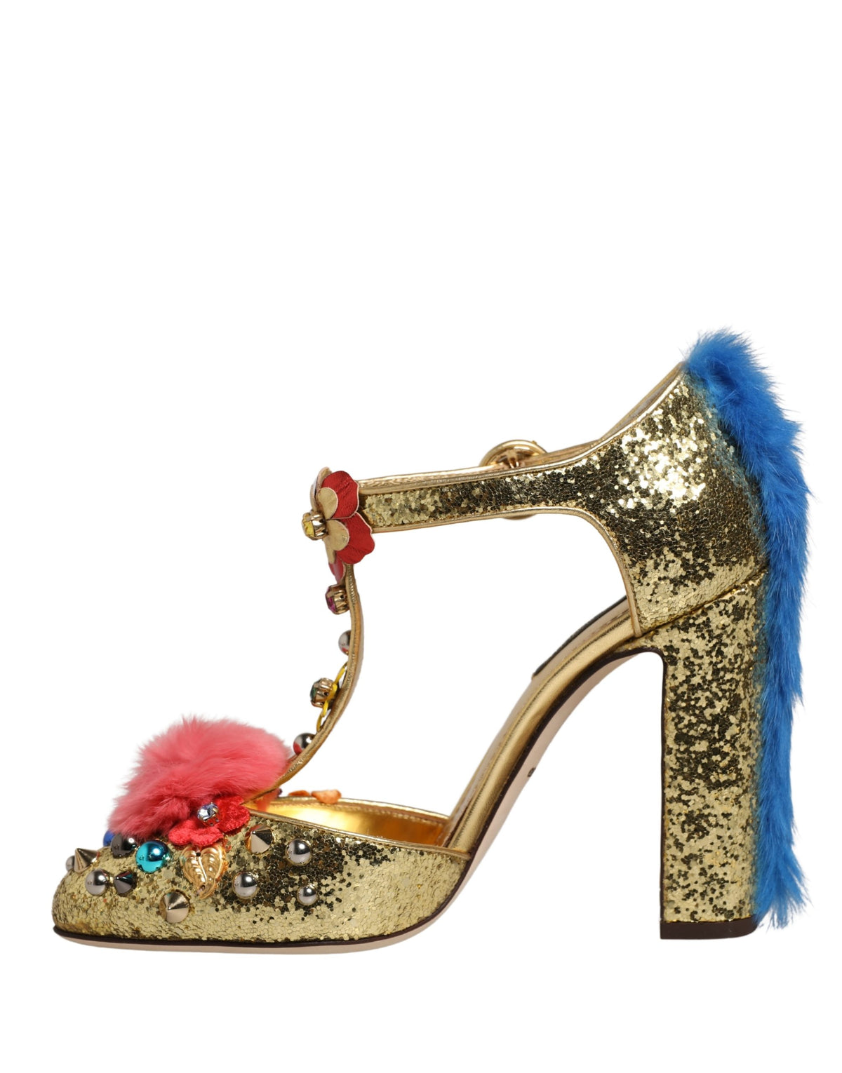 Dolce & Gabbana Vally Goldene High-Heel-Sandalen mit Kristallen