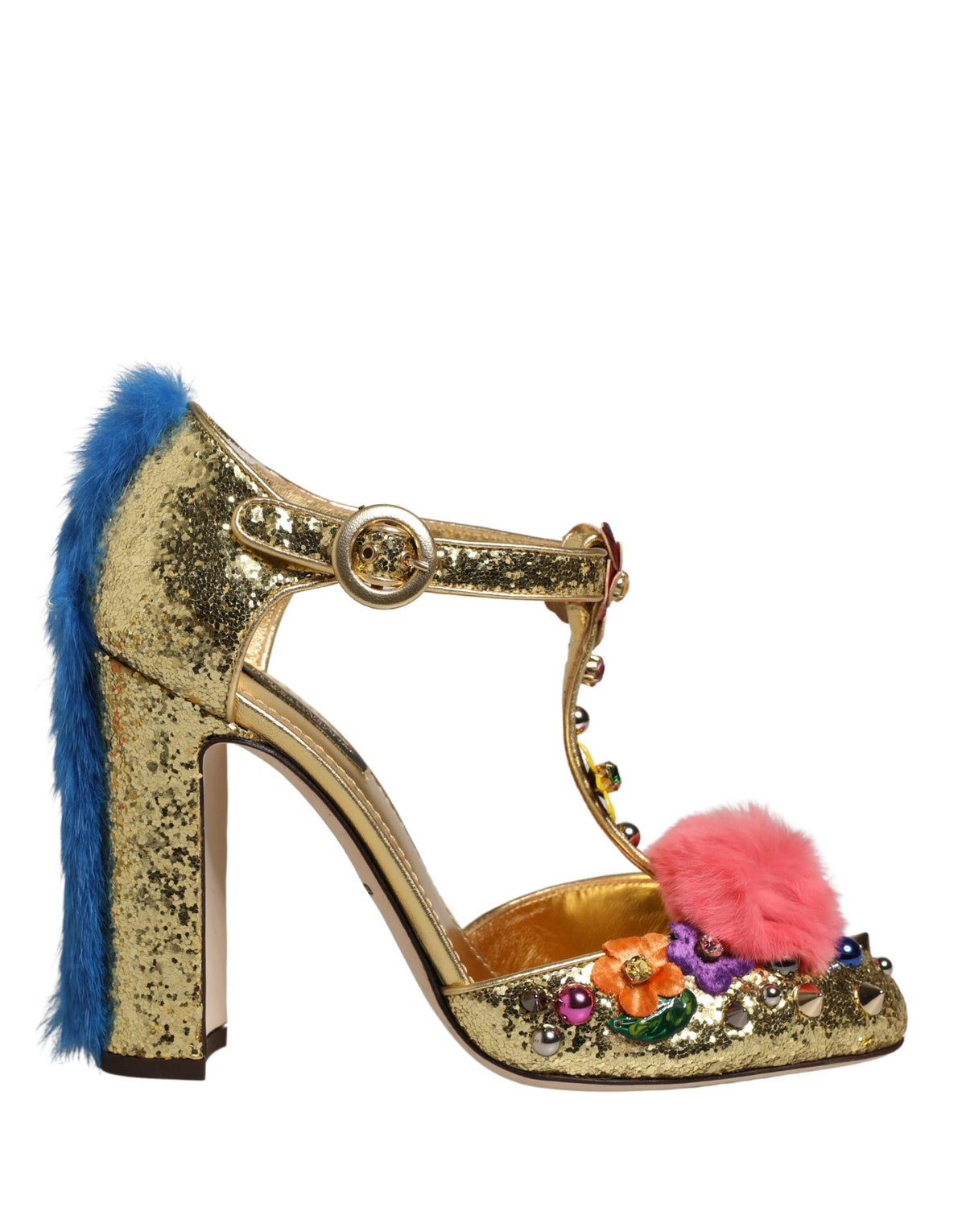 Dolce & Gabbana Vally Goldene High-Heel-Sandalen mit Kristallen