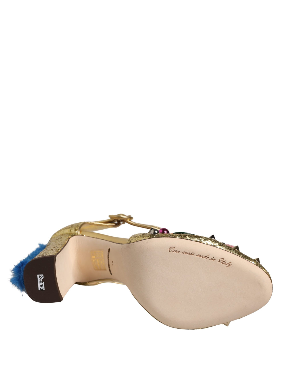 Dolce & Gabbana Vally Goldene High-Heel-Sandalen mit Kristallen
