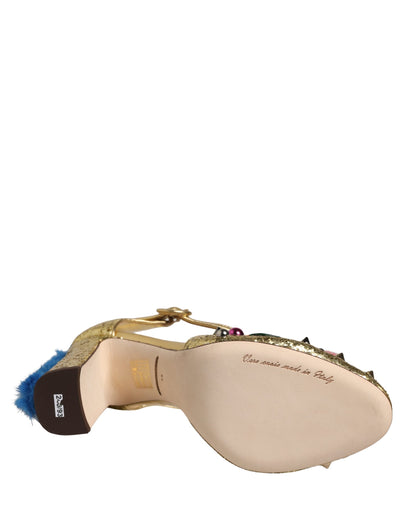 Dolce & Gabbana Vally Goldene High-Heel-Sandalen mit Kristallen
