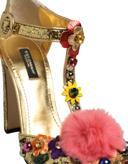 Dolce & Gabbana Vally Goldene High-Heel-Sandalen mit Kristallen