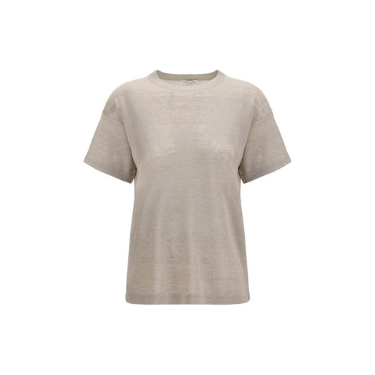 Brunello Cucinelli Beige Leinen-T-Shirt