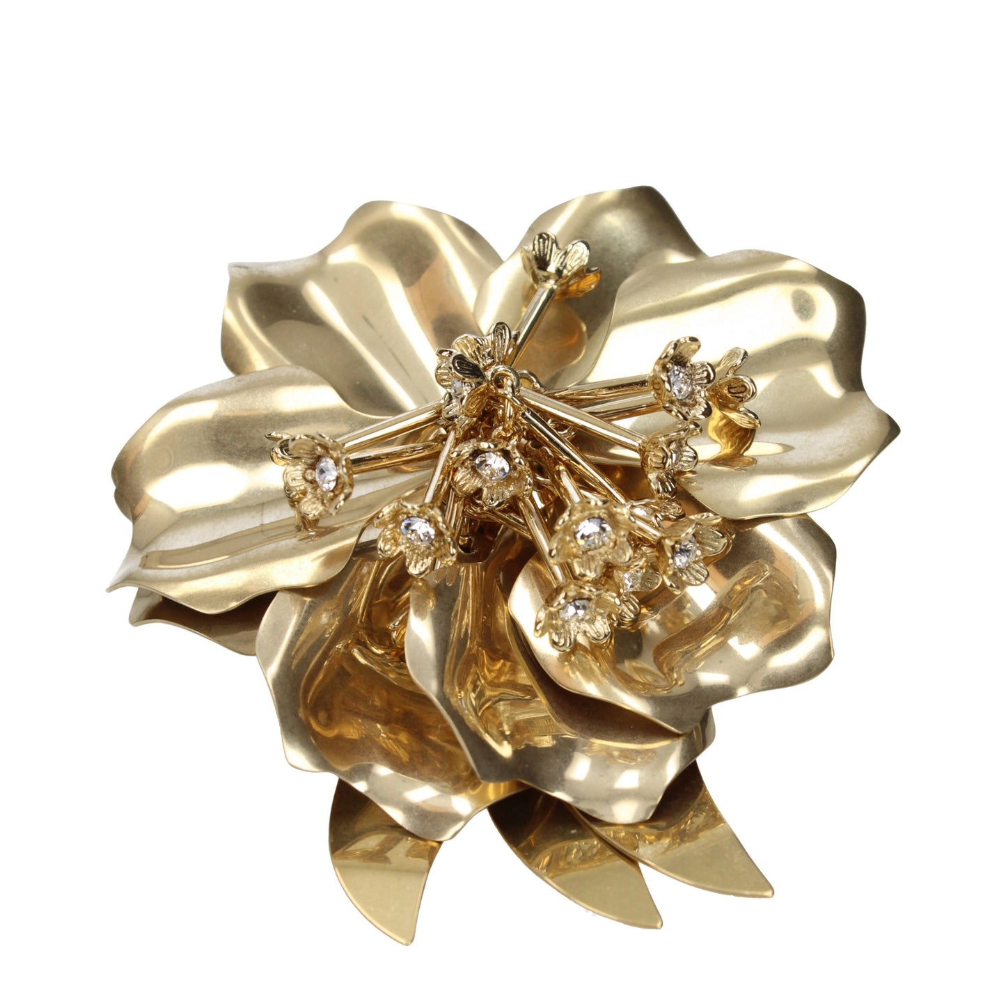 Miu Miu Goldfarbene Brosche aus Metall