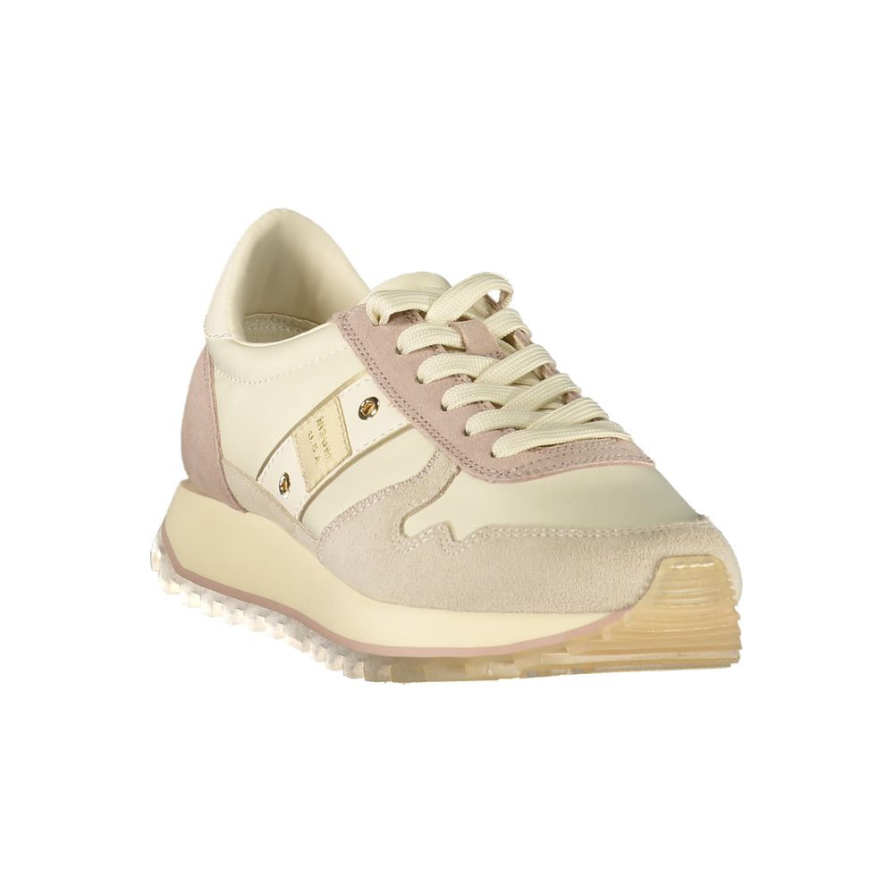 Blauer Beige Echtleder Sneaker