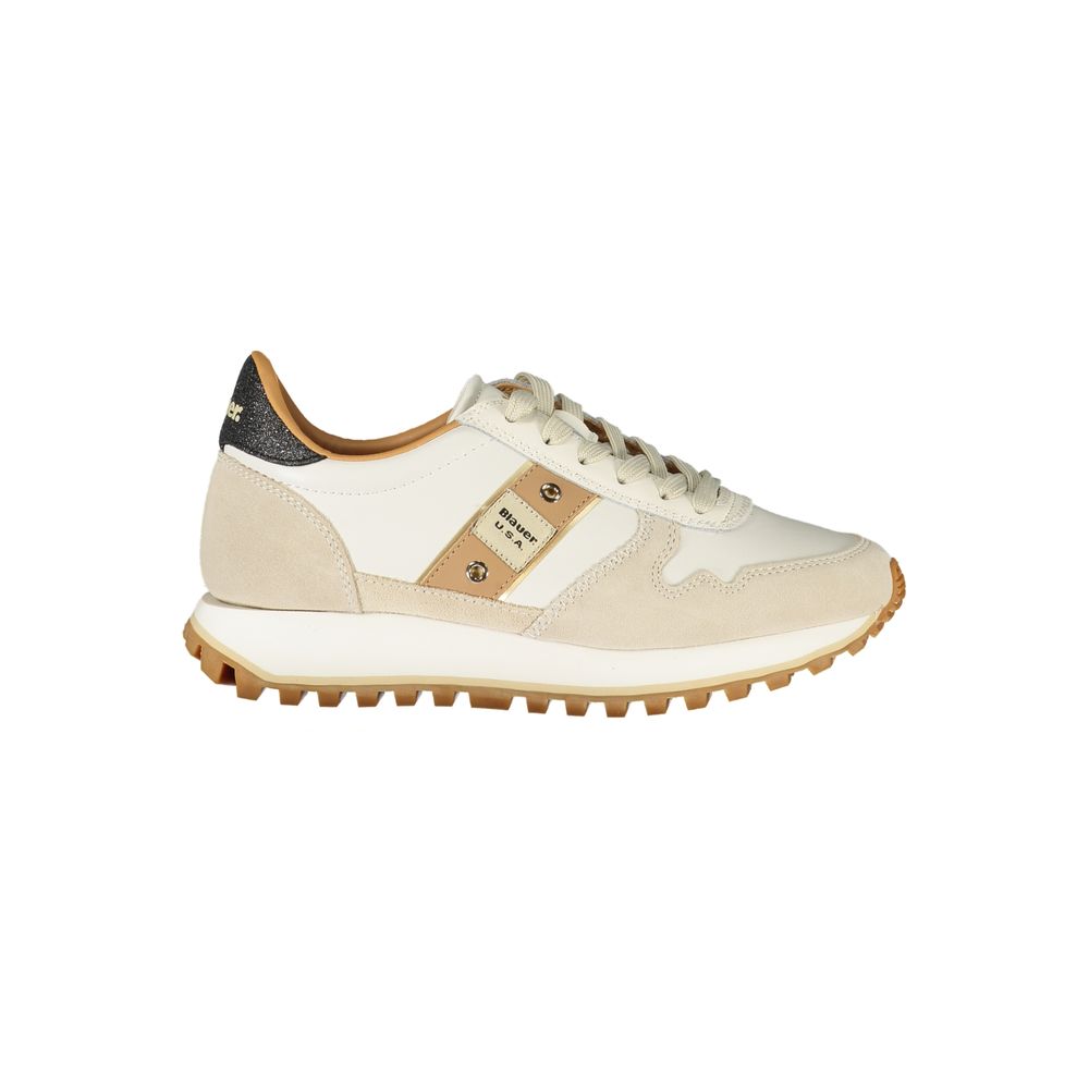 Blauer Sneakers da donna bianche in poliuretano