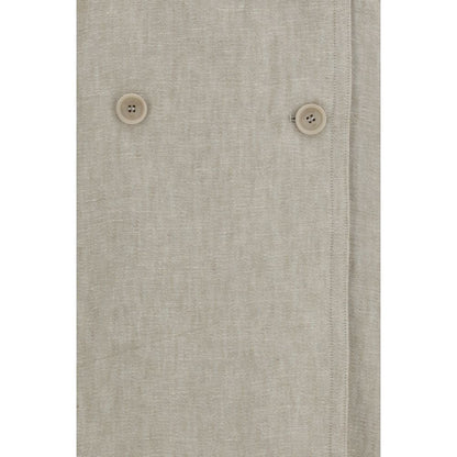 Max Mara Brauner Leinen-Trenchcoat