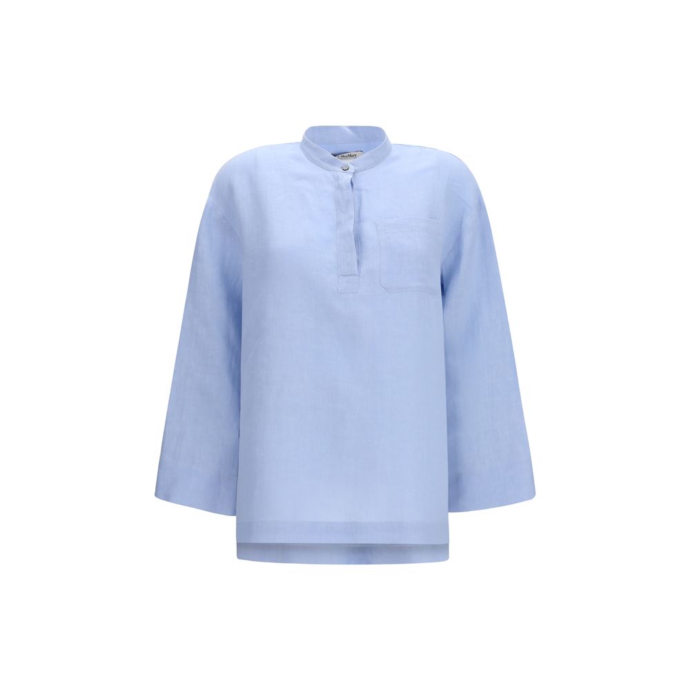 'S Max Mara Blaues Leinenhemd