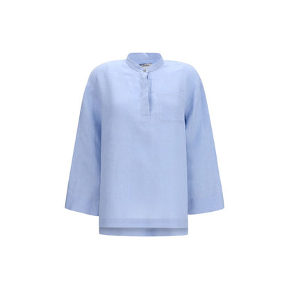 'S Max Mara Blaues Leinenhemd