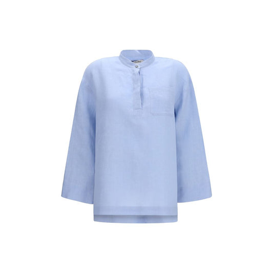 'S Max Mara Blaues Leinenhemd