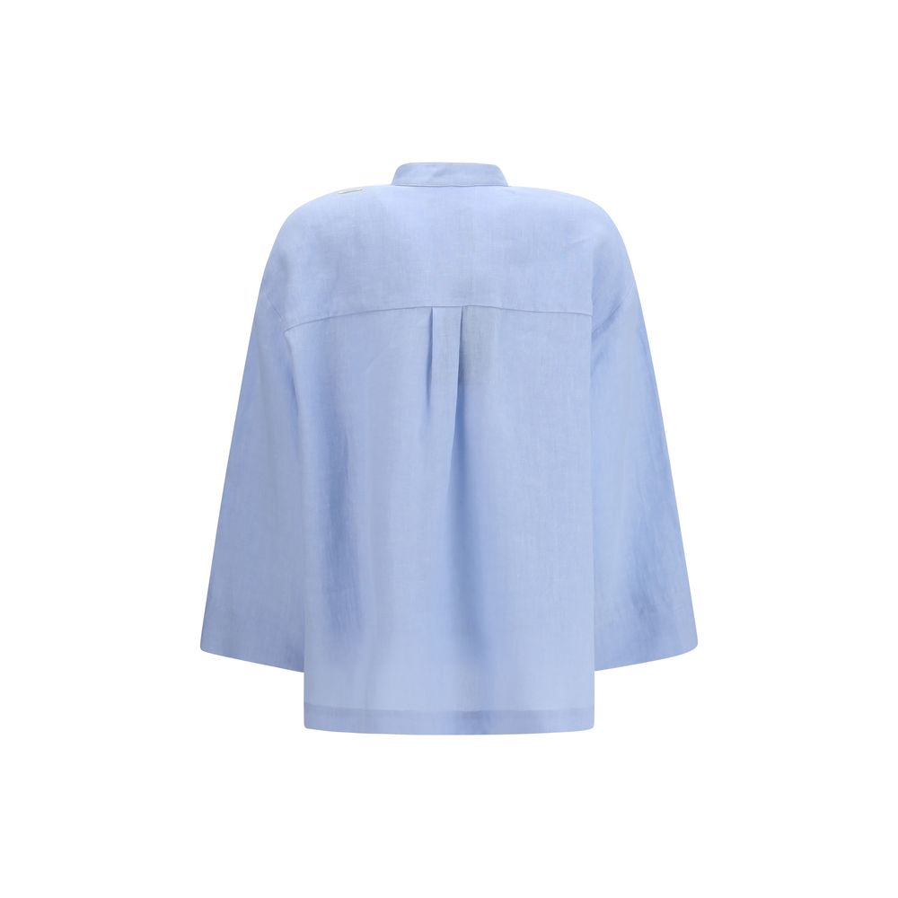 'S Max Mara Blaues Leinenhemd