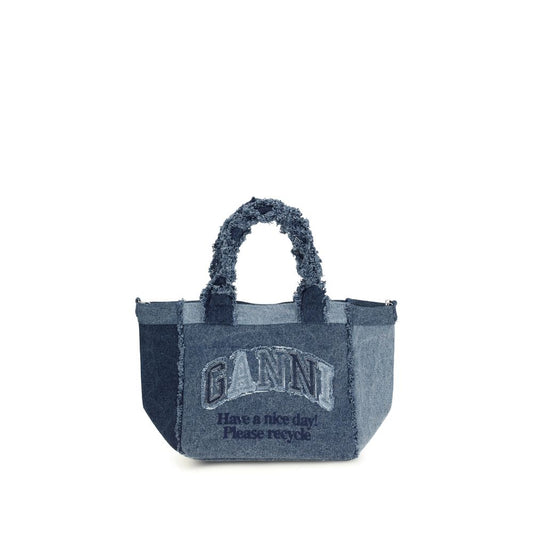 Ganni Blaue Baumwoll-Handtasche