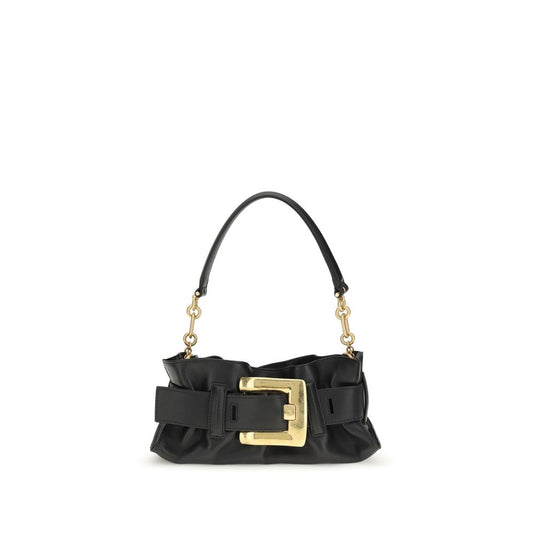 Balmain Schwarze Bos Taurus Kalbsleder Schultertasche