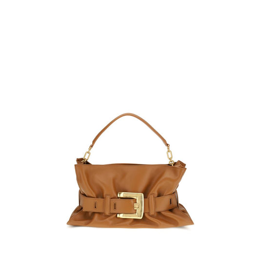Balmain Braune Kalbsleder Bos Taurus Schultertasche