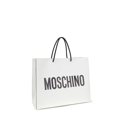 Moschino Weiße Kalbsleder Bos Taurus Handtasche