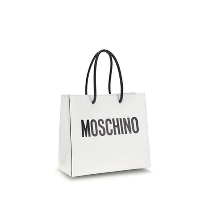 Moschino Weiße Kalbsleder Bos Taurus Handtasche