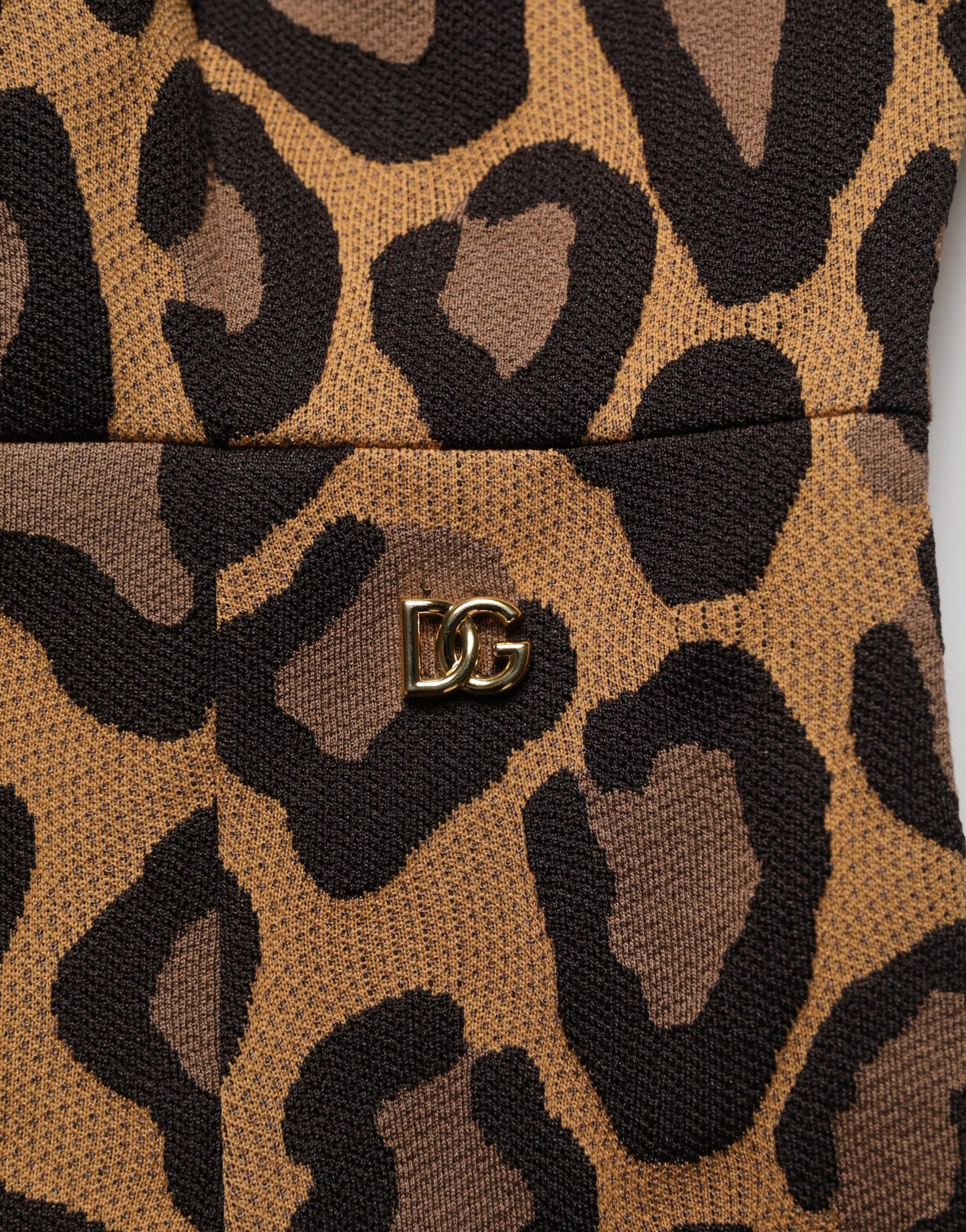 Dolce & Gabbana Braunes Leo-Jacquard-Kleid in Knielänge